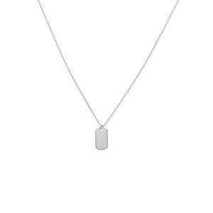 14K White Gold Mini Small Dog Tag Dainty Necklace